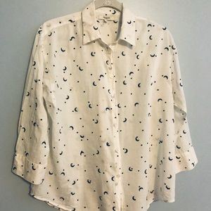 Madewell Moon Star Print Buttondown Cotton Shirt